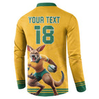 Custom Australia Rugby Button Sweatshirt Wallabies Mascot Sporty Style - Aussie Hoodie