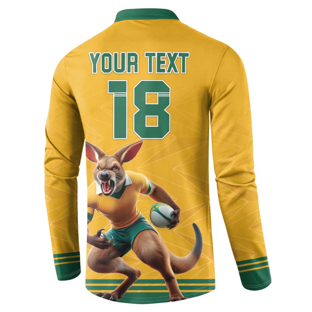 Custom Australia Rugby Button Sweatshirt Wallabies Mascot Sporty Style - Aussie Hoodie