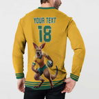 Custom Australia Rugby Button Sweatshirt Wallabies Mascot Sporty Style - Aussie Hoodie