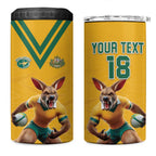 Custom Australia Rugby 4 in 1 Can Cooler Tumbler Wallabies Mascot Sporty Style - Aussie Hoodie
