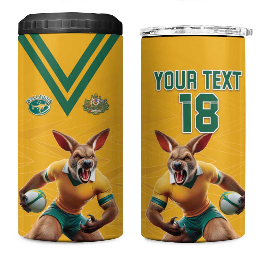 Custom Australia Rugby 4 in 1 Can Cooler Tumbler Wallabies Mascot Sporty Style - Aussie Hoodie