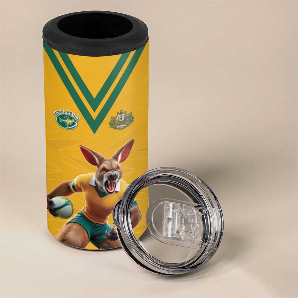 Custom Australia Rugby 4 in 1 Can Cooler Tumbler Wallabies Mascot Sporty Style - Aussie Hoodie