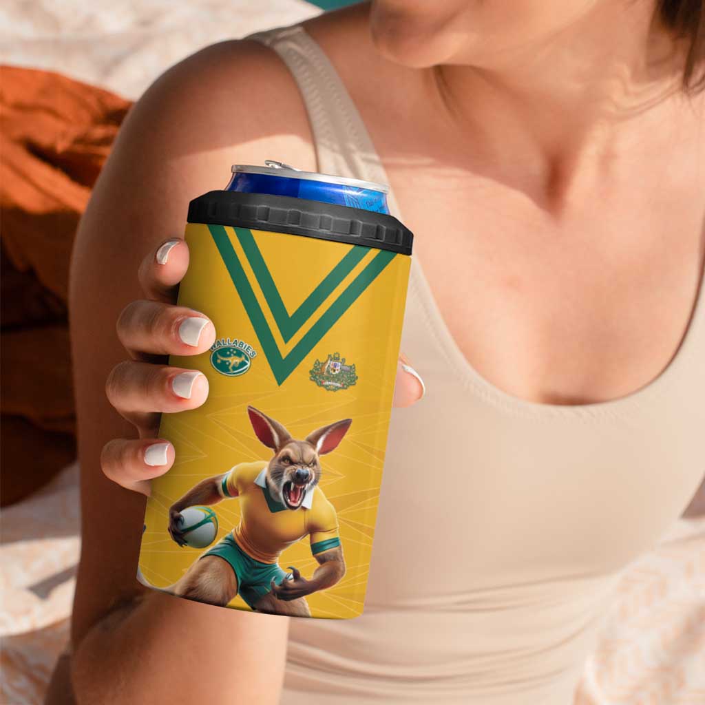 Custom Australia Rugby 4 in 1 Can Cooler Tumbler Wallabies Mascot Sporty Style - Aussie Hoodie