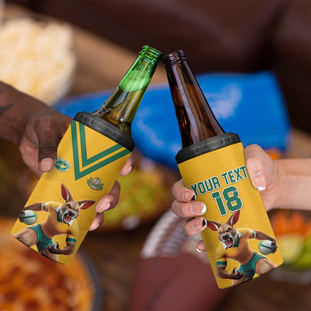 Custom Australia Rugby 4 in 1 Can Cooler Tumbler Wallabies Mascot Sporty Style - Aussie Hoodie