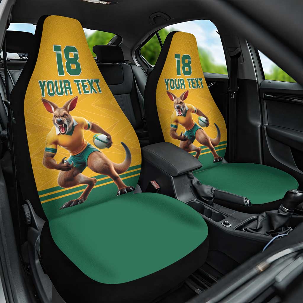 Custom Australia Rugby Car Seat Cover Wallabies Mascot Sporty Style - Aussie Hoodie