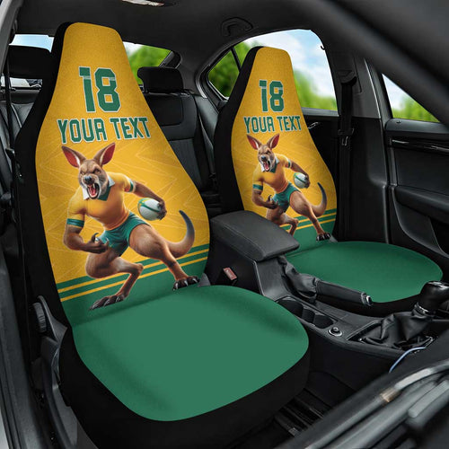 Custom Australia Rugby Car Seat Cover Wallabies Mascot Sporty Style - Aussie Hoodie