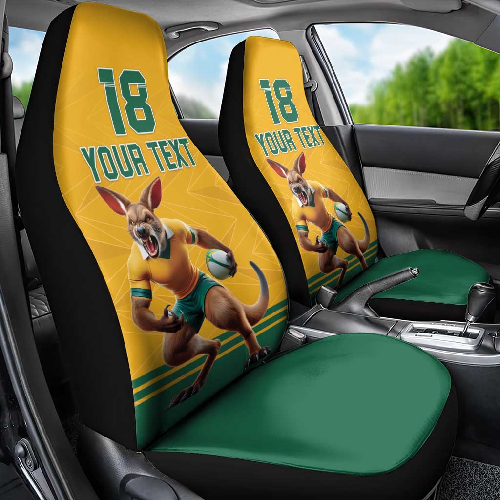 Custom Australia Rugby Car Seat Cover Wallabies Mascot Sporty Style - Aussie Hoodie