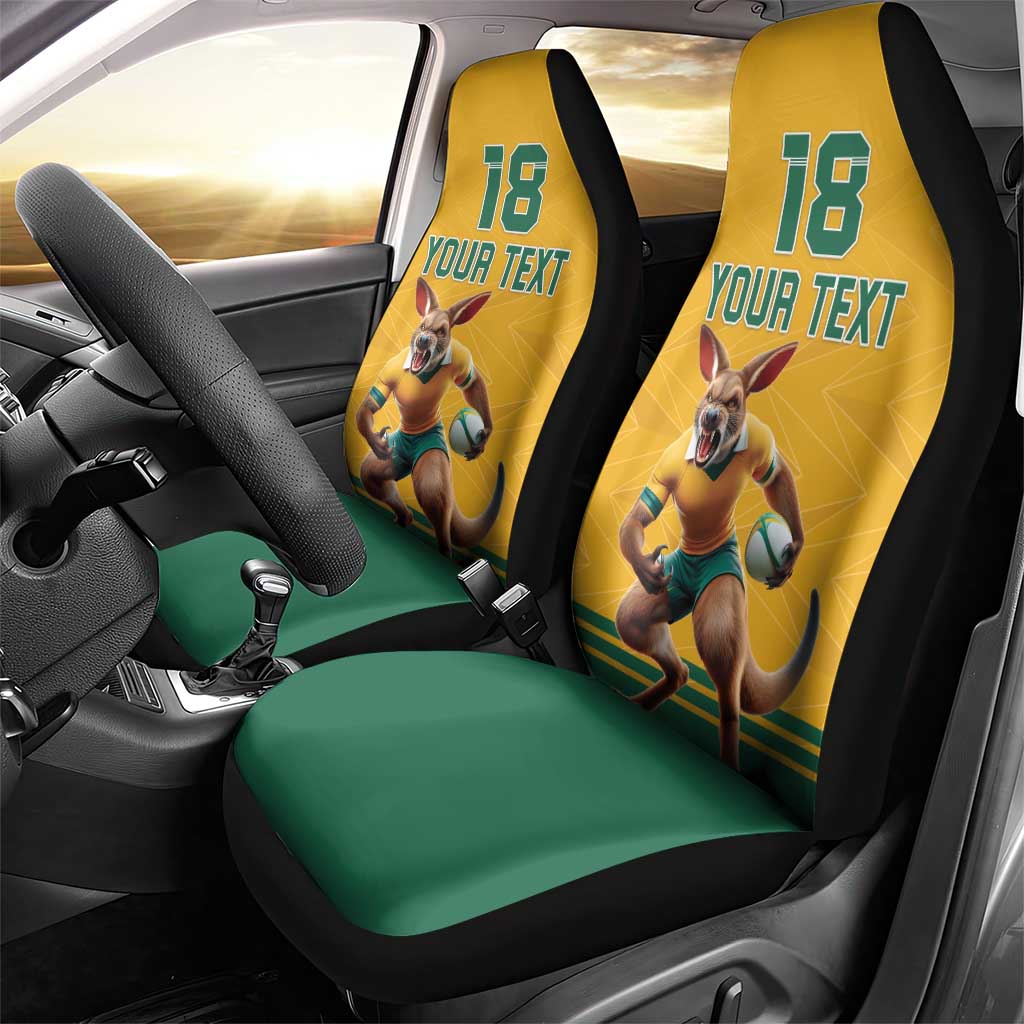 Custom Australia Rugby Car Seat Cover Wallabies Mascot Sporty Style - Aussie Hoodie