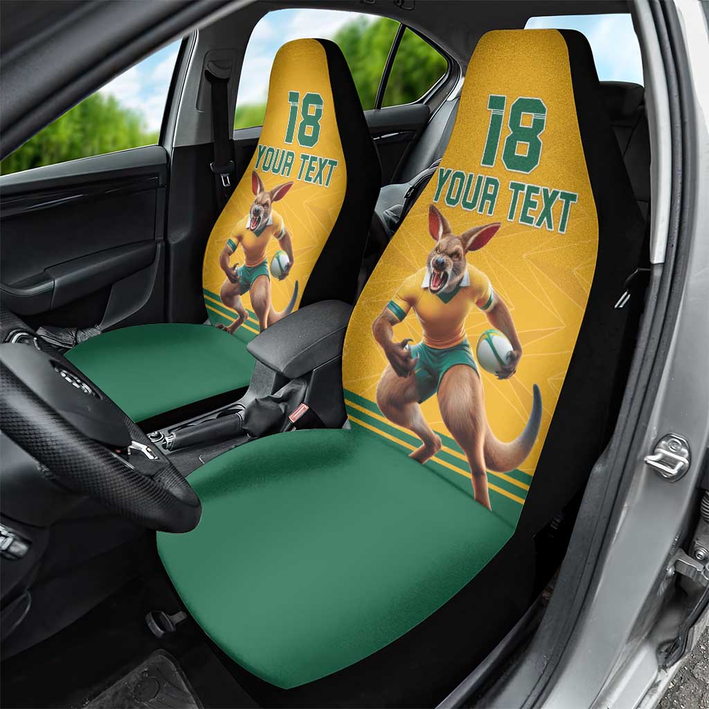 Custom Australia Rugby Car Seat Cover Wallabies Mascot Sporty Style - Aussie Hoodie