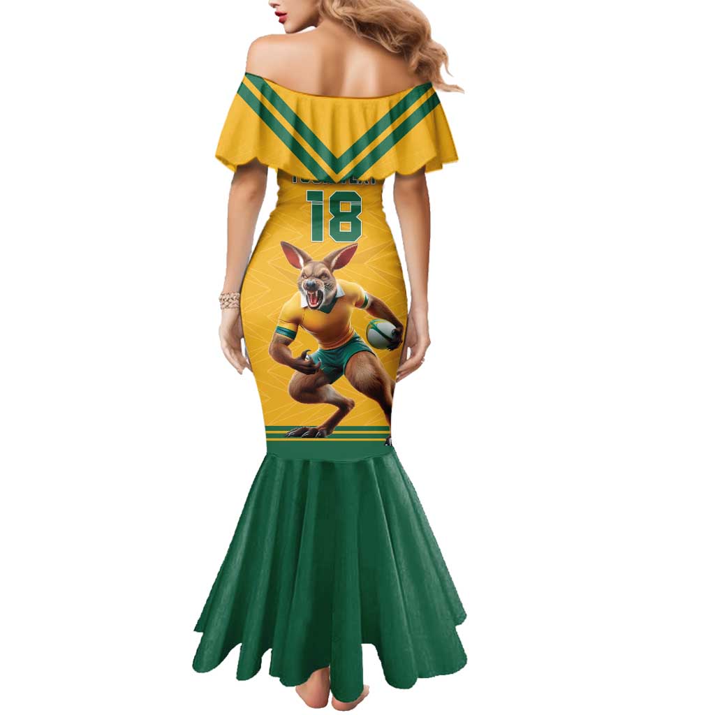 Custom Australia Rugby Family Matching Mermaid Dress and Hawaiian Shirt Wallabies Mascot Sporty Style - Aussie Hoodie