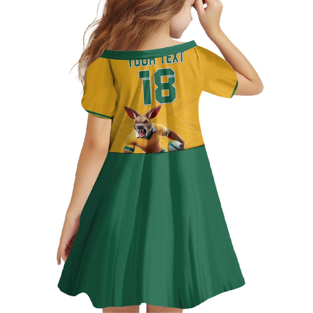 Custom Australia Rugby Family Matching Off The Shoulder Long Sleeve Dress and Hawaiian Shirt Wallabies Mascot Sporty Style - Aussie Hoodie