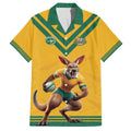 Custom Australia Rugby Family Matching Off The Shoulder Long Sleeve Dress and Hawaiian Shirt Wallabies Mascot Sporty Style - Aussie Hoodie