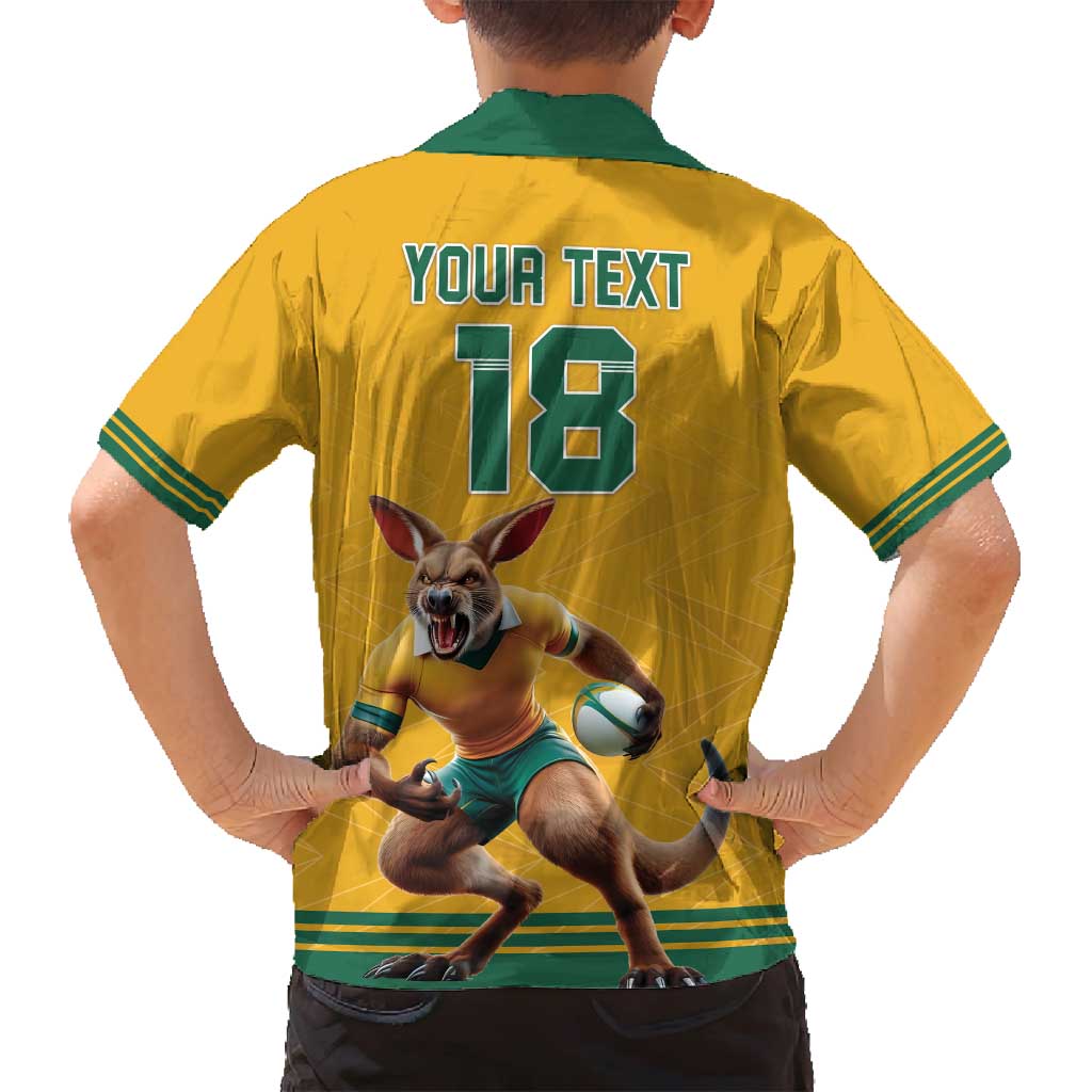 Custom Australia Rugby Family Matching Off Shoulder Short Dress and Hawaiian Shirt Wallabies Mascot Sporty Style - Aussie Hoodie