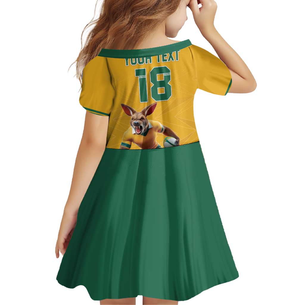 Custom Australia Rugby Family Matching Off Shoulder Short Dress and Hawaiian Shirt Wallabies Mascot Sporty Style - Aussie Hoodie