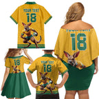 Custom Australia Rugby Family Matching Off Shoulder Short Dress and Hawaiian Shirt Wallabies Mascot Sporty Style - Aussie Hoodie
