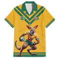 Custom Australia Rugby Family Matching Off Shoulder Short Dress and Hawaiian Shirt Wallabies Mascot Sporty Style - Aussie Hoodie