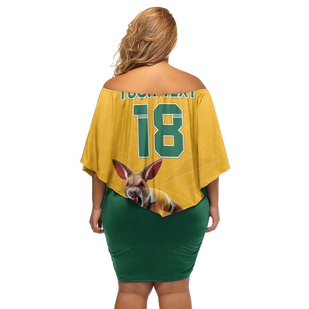 Custom Australia Rugby Family Matching Off Shoulder Short Dress and Hawaiian Shirt Wallabies Mascot Sporty Style - Aussie Hoodie