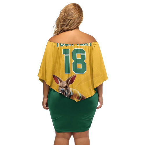 Custom Australia Rugby Family Matching Off Shoulder Short Dress and Hawaiian Shirt Wallabies Mascot Sporty Style - Aussie Hoodie