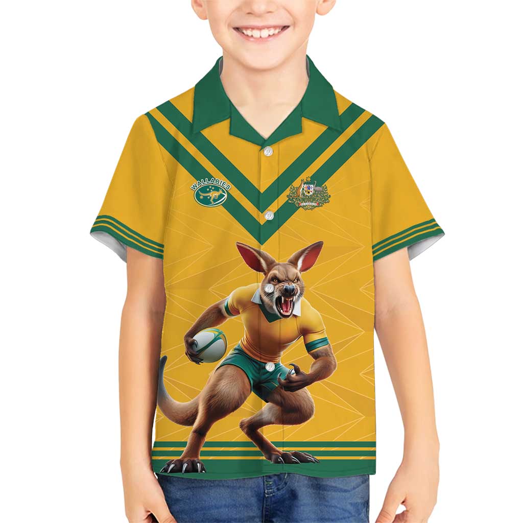 Custom Australia Rugby Family Matching Off Shoulder Short Dress and Hawaiian Shirt Wallabies Mascot Sporty Style - Aussie Hoodie