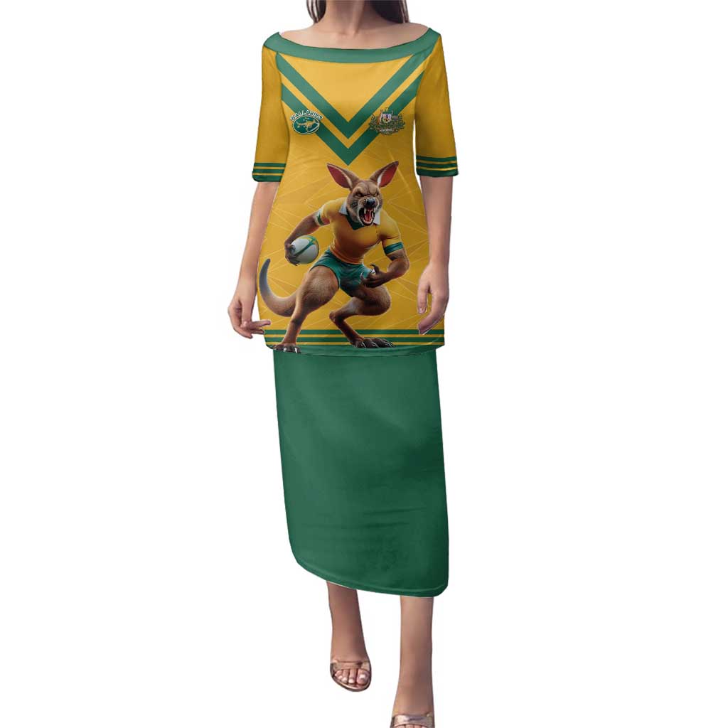 Custom Australia Rugby Family Matching Puletasi and Hawaiian Shirt Wallabies Mascot Sporty Style - Aussie Hoodie