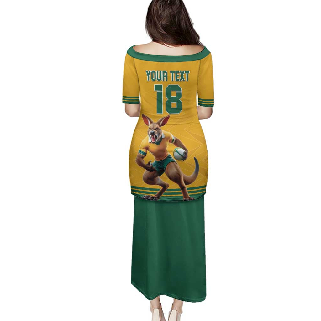 Custom Australia Rugby Family Matching Puletasi and Hawaiian Shirt Wallabies Mascot Sporty Style - Aussie Hoodie