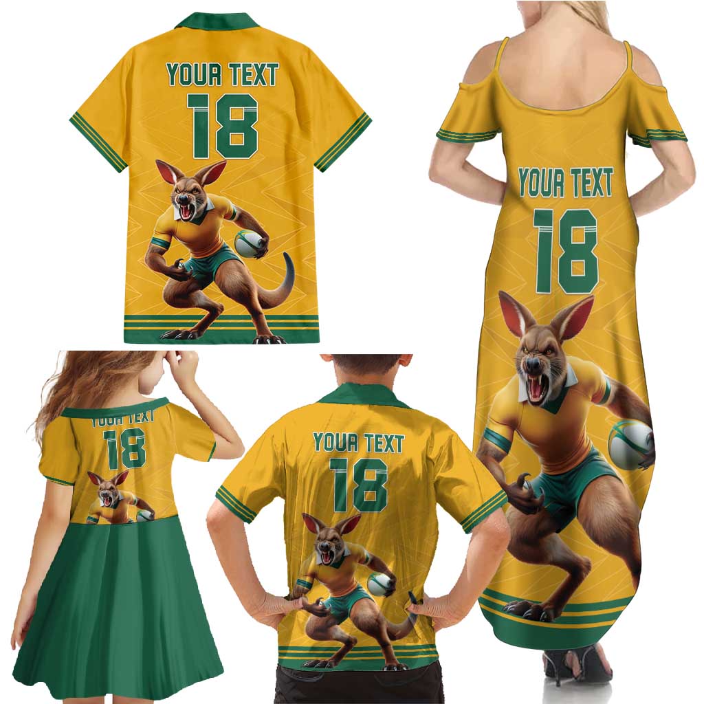 Custom Australia Rugby Family Matching Summer Maxi Dress and Hawaiian Shirt Wallabies Mascot Sporty Style - Aussie Hoodie
