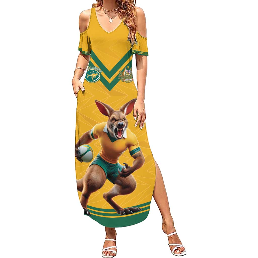 Custom Australia Rugby Family Matching Summer Maxi Dress and Hawaiian Shirt Wallabies Mascot Sporty Style - Aussie Hoodie