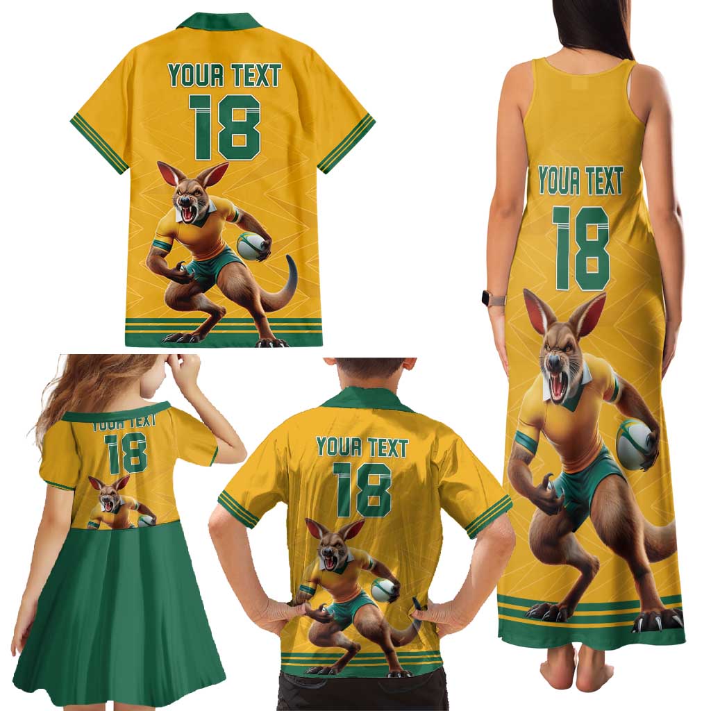Custom Australia Rugby Family Matching Tank Maxi Dress and Hawaiian Shirt Wallabies Mascot Sporty Style - Aussie Hoodie