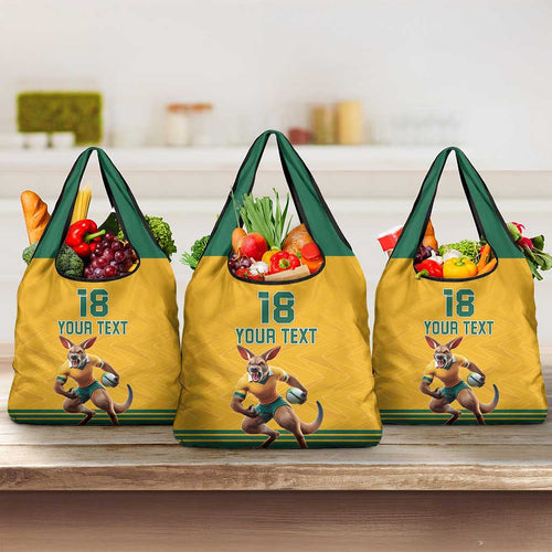 Custom Australia Rugby Grocery Bag Wallabies Mascot Sporty Style - Aussie Hoodie