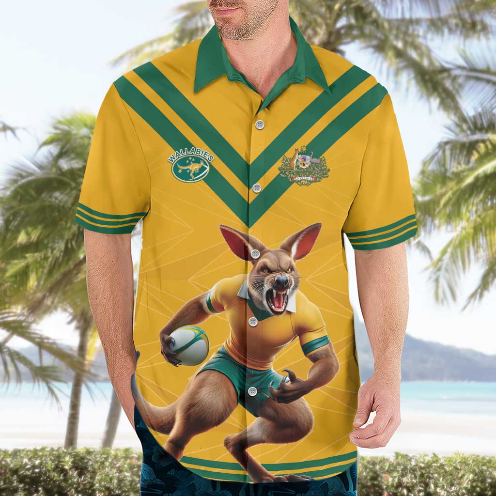 Custom Australia Rugby Hawaiian Shirt Wallabies Mascot Sporty Style - Aussie Hoodie