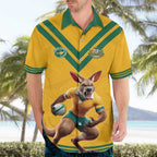 Custom Australia Rugby Hawaiian Shirt Wallabies Mascot Sporty Style - Aussie Hoodie