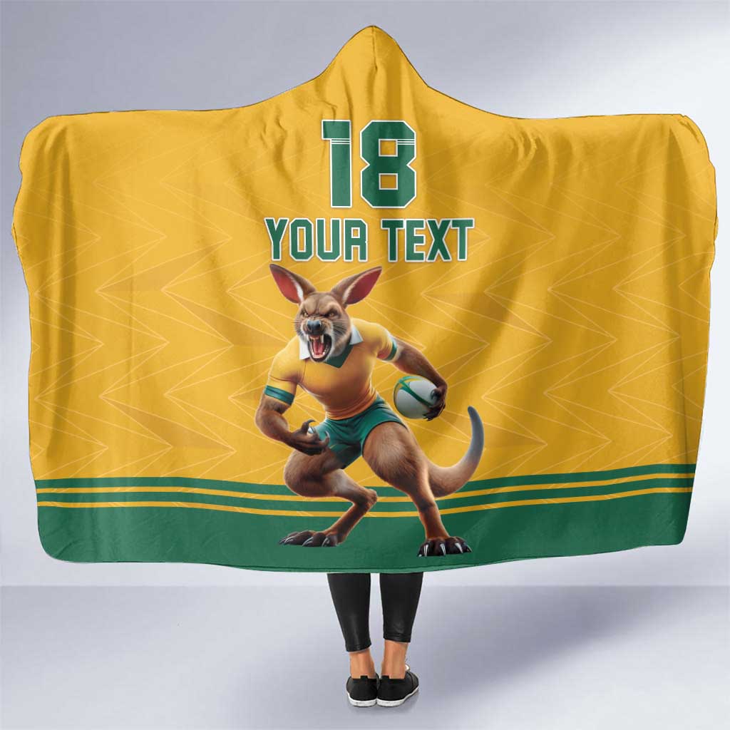 Custom Australia Rugby Hooded Blanket Wallabies Mascot Sporty Style - Aussie Hoodie