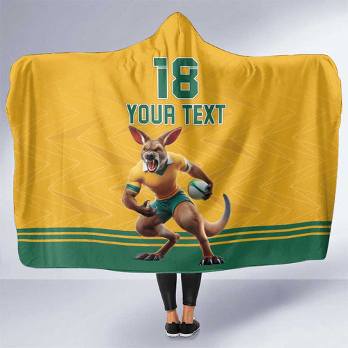 Custom Australia Rugby Hooded Blanket Wallabies Mascot Sporty Style - Aussie Hoodie