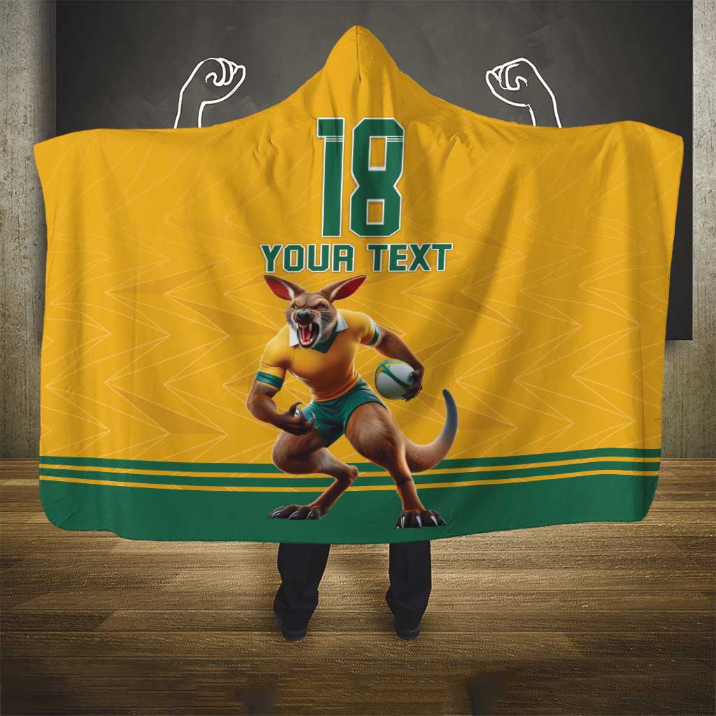 Custom Australia Rugby Hooded Blanket Wallabies Mascot Sporty Style - Aussie Hoodie