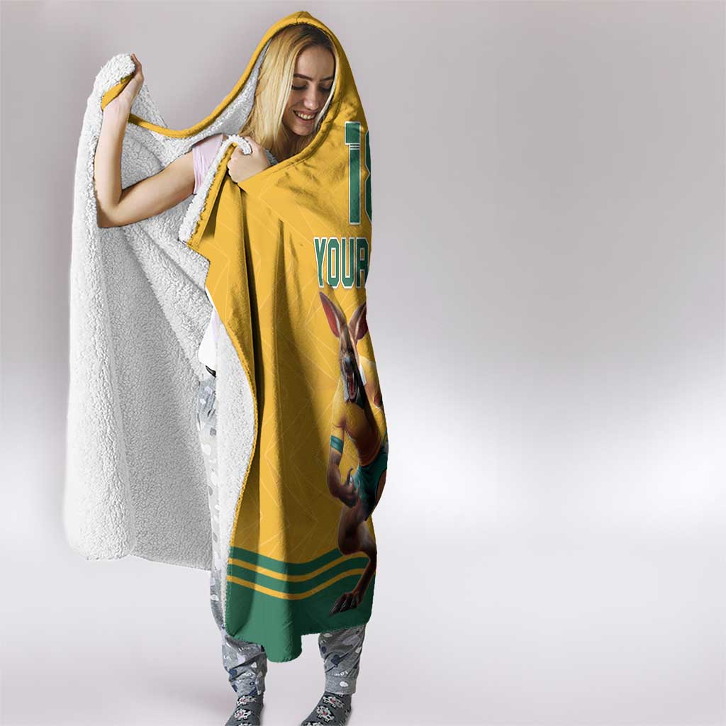 Custom Australia Rugby Hooded Blanket Wallabies Mascot Sporty Style - Aussie Hoodie