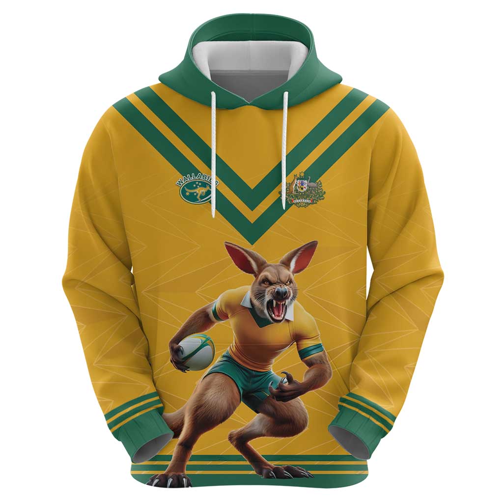 Custom Australia Rugby Hoodie Wallabies Mascot Sporty Style - Aussie Hoodie