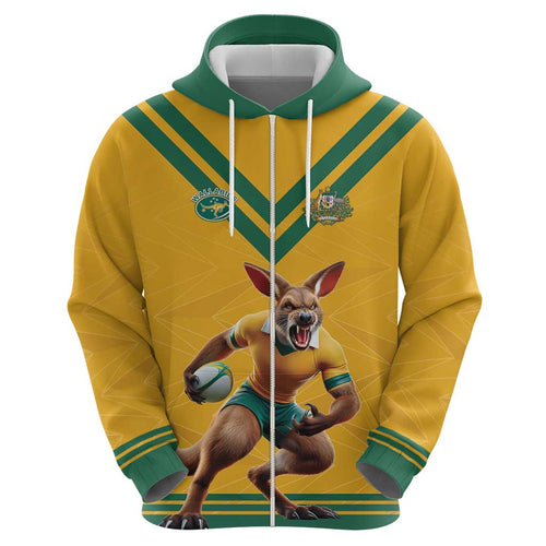 Custom Australia Rugby Hoodie Wallabies Mascot Sporty Style - Aussie Hoodie