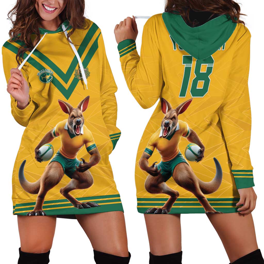 Custom Australia Rugby Hoodie Dress Wallabies Mascot Sporty Style - Aussie Hoodie