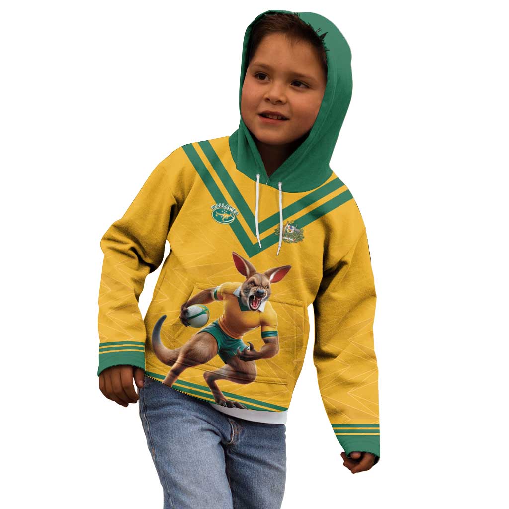 Custom Australia Rugby Kid Hoodie Wallabies Mascot Sporty Style - Aussie Hoodie