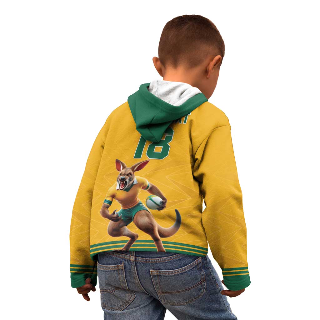 Custom Australia Rugby Kid Hoodie Wallabies Mascot Sporty Style - Aussie Hoodie
