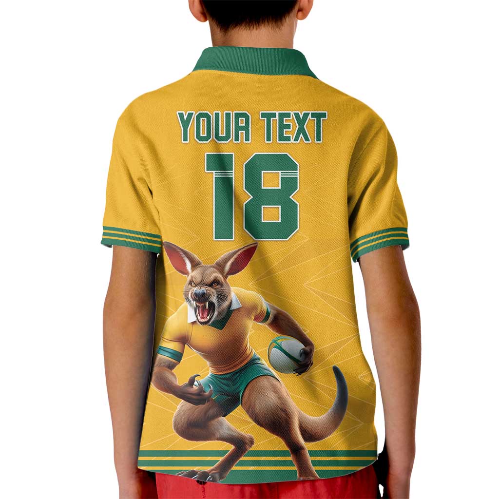 Custom Australia Rugby Kid Polo Shirt Wallabies Mascot Sporty Style - Aussie Hoodie