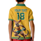 Custom Australia Rugby Kid Polo Shirt Wallabies Mascot Sporty Style - Aussie Hoodie