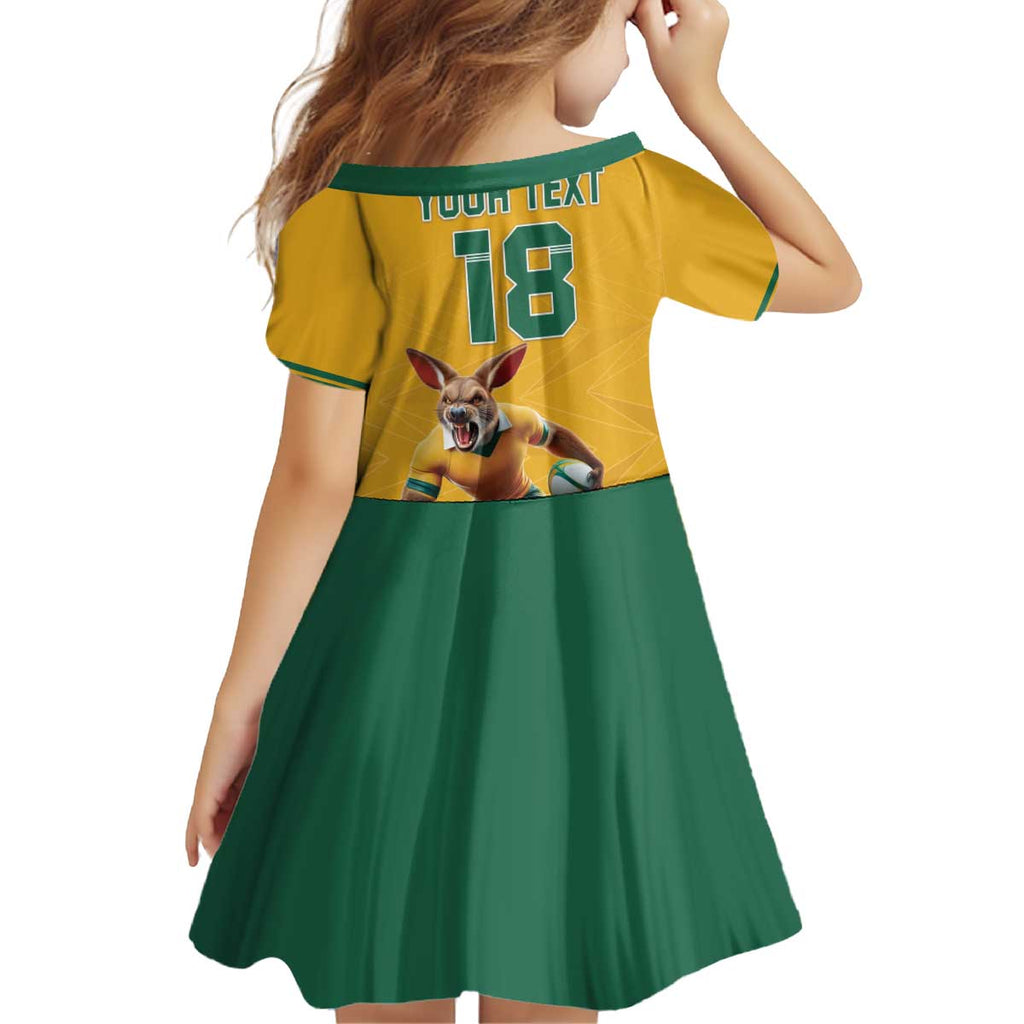 Custom Australia Rugby Kid Short Sleeve Dress Wallabies Mascot Sporty Style - Aussie Hoodie
