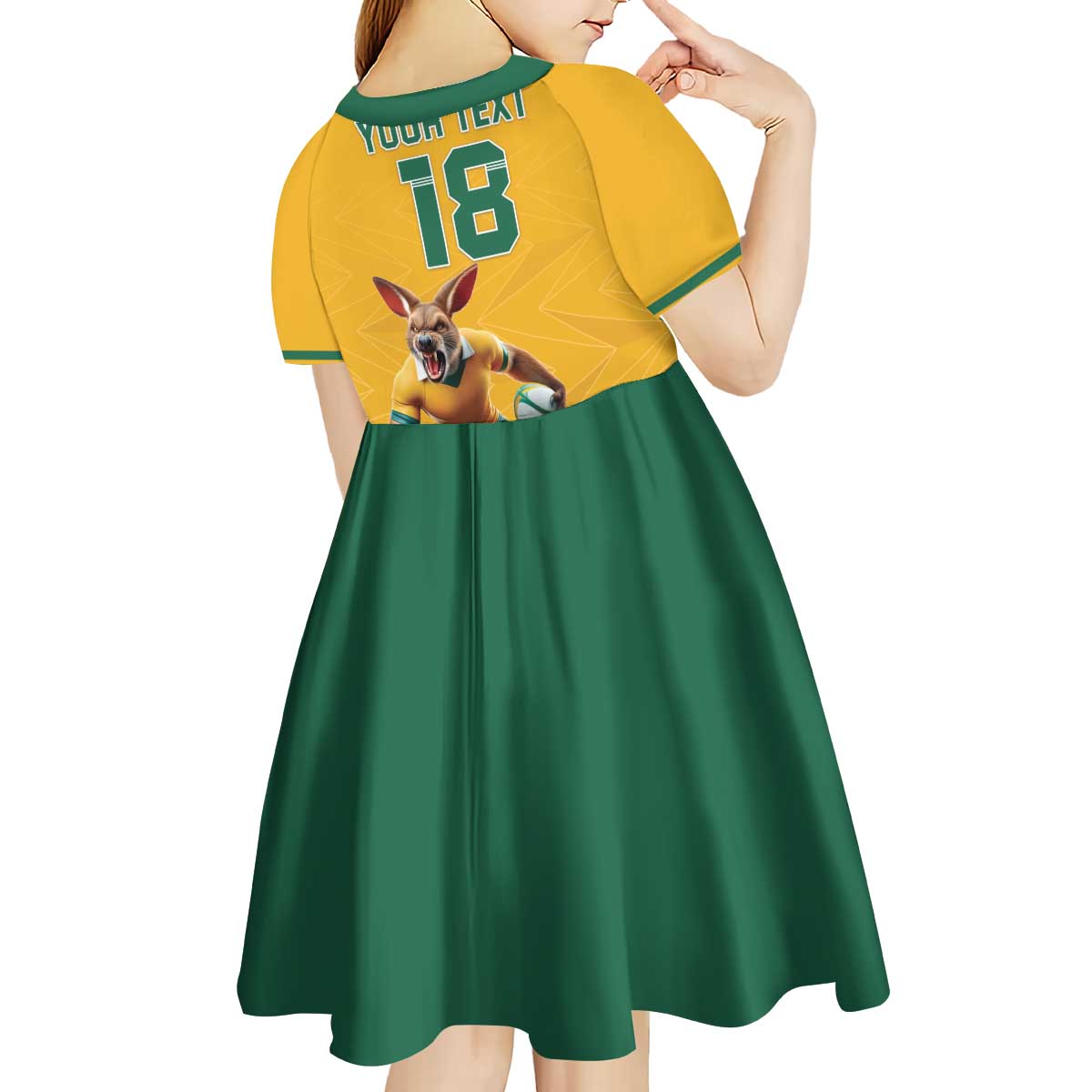 Custom Australia Rugby Kid Short Sleeve Dress Wallabies Mascot Sporty Style - Aussie Hoodie