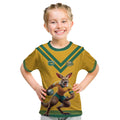 Custom Australia Rugby Kid T Shirt Wallabies Mascot Sporty Style - Aussie Hoodie