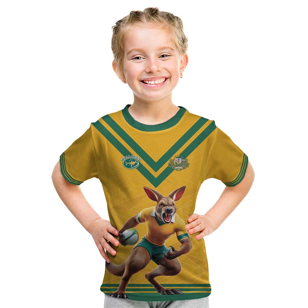 Custom Australia Rugby Kid T Shirt Wallabies Mascot Sporty Style - Aussie Hoodie