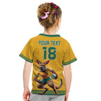 Custom Australia Rugby Kid T Shirt Wallabies Mascot Sporty Style - Aussie Hoodie