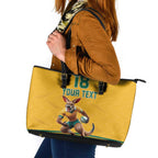 Custom Australia Rugby Leather Tote Bag Wallabies Mascot Sporty Style - Aussie Hoodie