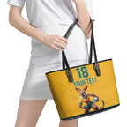 Custom Australia Rugby Leather Tote Bag Wallabies Mascot Sporty Style - Aussie Hoodie