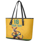 Custom Australia Rugby Leather Tote Bag Wallabies Mascot Sporty Style - Aussie Hoodie